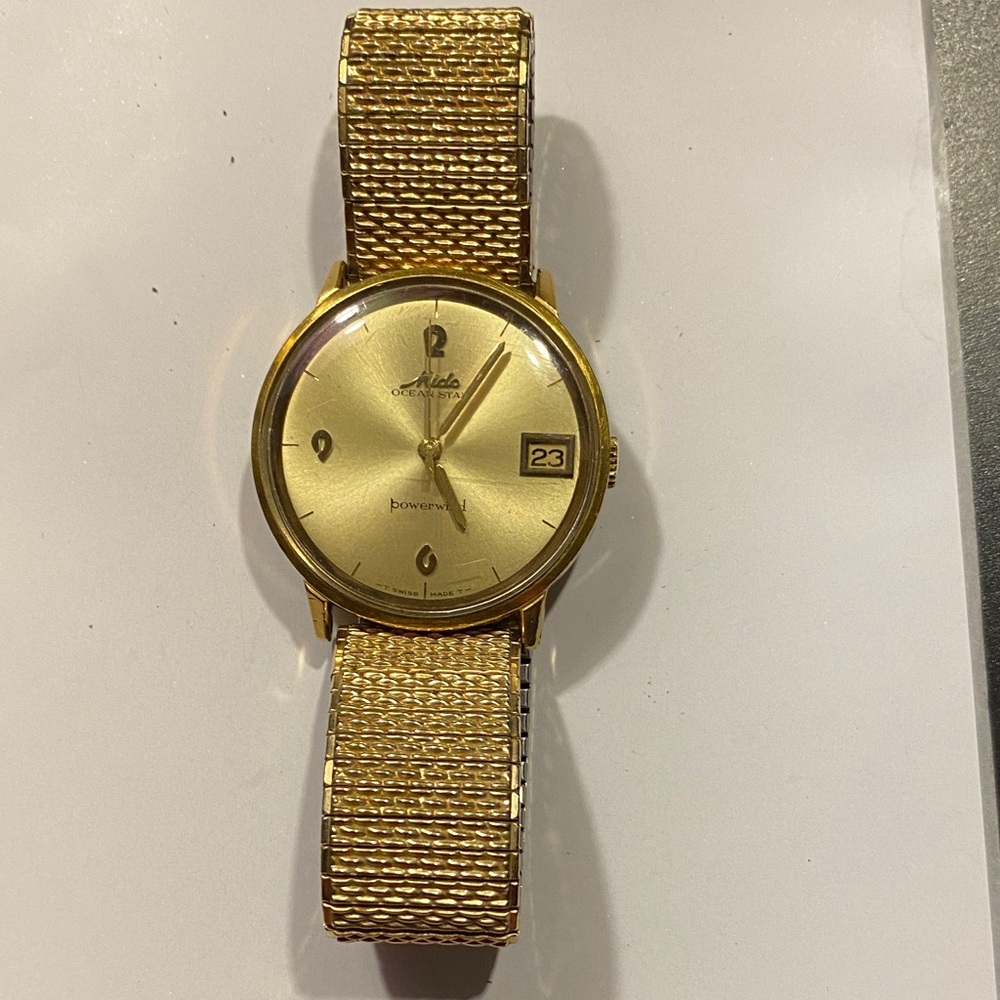 Mido Gold Watch with Mesh Band